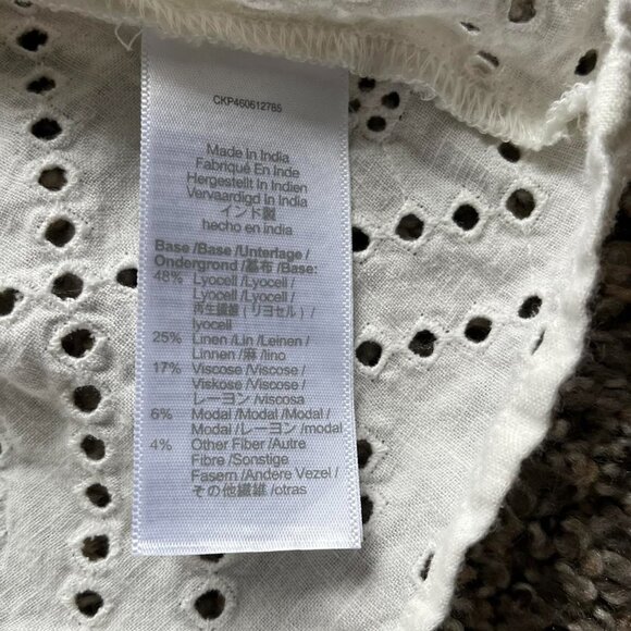 Madewell Babydoll Top Womens Small White Linen Tie Straps Lace Detailing - Picture 4 of 7